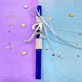 Πασχαλινή λαμπάδα για αγόρι με ασημί plexiglass μονόγραμμα 38cm - ΚΩΔ:LAM03-4-BB