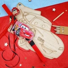 Πασχαλινή λαμπάδα McQueen με πινακίδα δωματίου που ζωγραφίζεται - ΚΩΔ:LAM16-2-BB