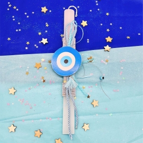 Πασχαλινή λαμπάδα με ματάκι γαλάζιο για αγόρι 38cm - ΚΩΔ:LAM01-14-BB