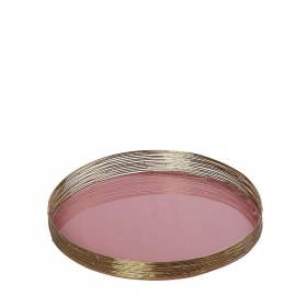Μεταλλικός δίσκος στρόγγυλος χρυσός-ροζ ανοιχτό 35cm - ΚΩΔ:AKA209-G