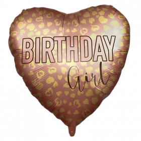 Μπαλόνι foil 45cm καρδιά λεοπάρ birthday girl - ΚΩΔ:96357-BB