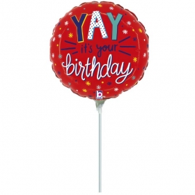 Μπαλόνι foil 19cm mini shape yay it’s your birthday - ΚΩΔ:22291-BB