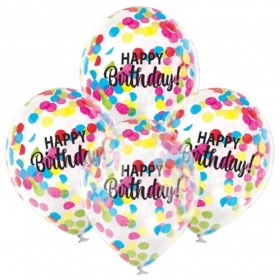 Μπαλόνι latex 30cm happy birthday με κομφετί - ΚΩΔ:5000830-BB