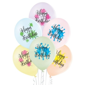 Μπαλόνι latex 30cm happy birthday splash - ΚΩΔ:5000829-BB