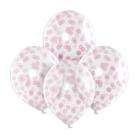 Μπαλόνι latex 30cm διάφανο με ροζ κομφετί - ΚΩΔ:5000839-BB