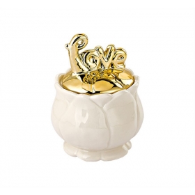 Μπιζουτιέρα πορσελάνινη με χρυσό καπάκι love 9X12cm - ΚΩΔ:201-4364-MPU