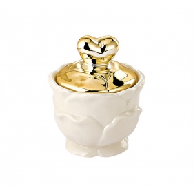 Μπιζουτιέρα πορσελάνινη με χρυσό καπάκι καρδούλα 9X11cm - ΚΩΔ:201-4365-MPU