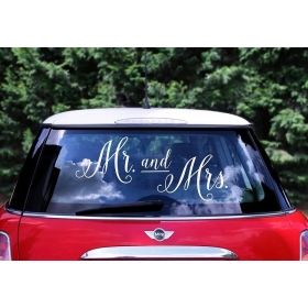 Αυτοκόλλητο αυτοκινήτου γάμου Mr and Mrs - ΚΩΔ:CS3-008-BB