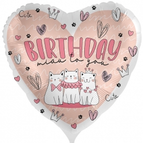 Μπαλόνι foil 45cm καρδιά kitty birthday - ΚΩΔ:70287K-BB