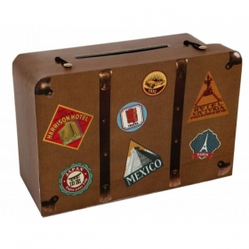 Κουτί ευχών βάπτισης - βαλίτσα vintage traveler 24X16X10cm - ΚΩΔ:4856-BB