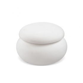 Γύψινη μπιζουτιέρα λευκή σε σχήμα μακαρόν 4.5X6.5cm - ΚΩΔ:742401-PR