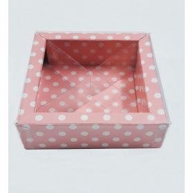 Κουτακι Ροζ Με Χωρισματα Και Διαφανο Καπακι 8X8X3Cm - ΚΩΔ:15-06-123