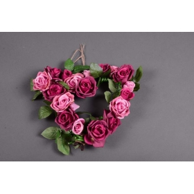Καρδια Στεφανι Απο Τριανταφυλλα Ροζ - Φουξια 30 Εκατ. - ΚΩΔ:3043088-25-Rd