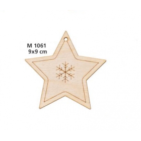 Γουρι Ξυλινο Αστερι Με Χιονονιφαδα Μεγαλο - ΚΩΔ:M1061-Ad