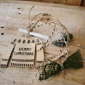 Μπομπονιερα Ξυλινο Πουλοβερ Σε Φυσικο Χρωμα Merry Christmas Και Προσκληση Μαζι - ΚΩΔ:Mpo-6308