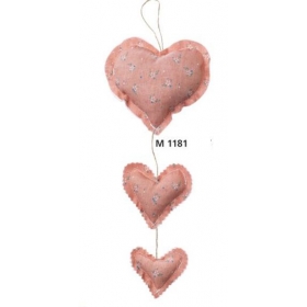 Γιρλαντα Με Υφασματινες Καρδιες Μαξιλαρακια - Λουλουδια Ροζ- ΚΩΔ:M1181-Ad