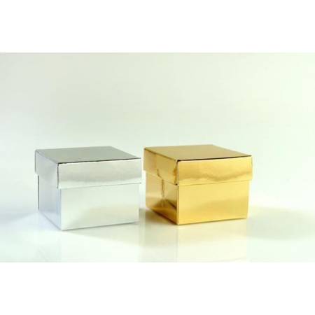 Κουτια Για Μπομπονιερες Χρυσο Και Ασημι 6,5Χ6,5Χ5cm - ΚΩΔ:670865-Nt