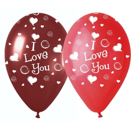 Μπαλονια Τυπωμενα «I Love You» Με Καρδιες Που Στροβιλιζουν 12'' (30Cm) – ΚΩΔ.:13512352-Bb