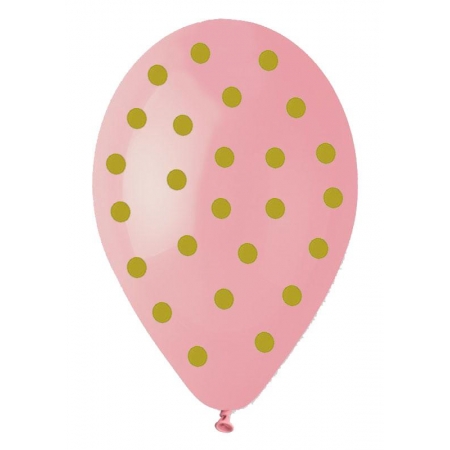 Μπαλονια 13΄΄ Baby Pink Με Χρυσο Πουα  – ΚΩΔ.:13613263-Bb