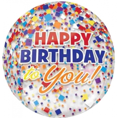 Μπαλονι Foil Γενεθλιων «Happy Birthday To You» Orbz Με Confetti 40Cm – ΚΩΔ.:530675-Bb