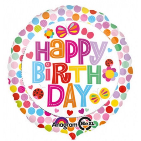 Μπαλονι Foil Γενεθλιων «Happy Birthday» Πουα Με Πεταλουδες 45Cm – ΚΩΔ.:530729-Bb