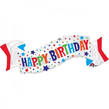 Μπαλονι Foil Γενεθλιων Supershape «Happy Birthday» Banner 48X101Cm – ΚΩΔ.:535147-Bb