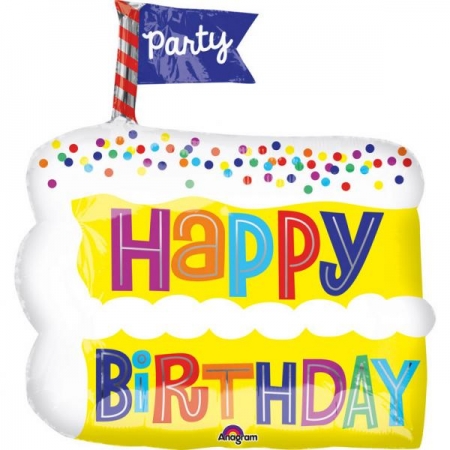 Μπαλονι Foil Γενεθλιων Supershape «Happy Birthday» Κομματι Τουρτας 45X50Cm – ΚΩΔ.:535152-Bb