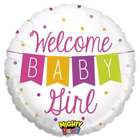 Μπαλονι Foil 45Cm Για Γεννηση «Welcome Baby Girl» Banner – ΚΩΔ.:14344-Bb