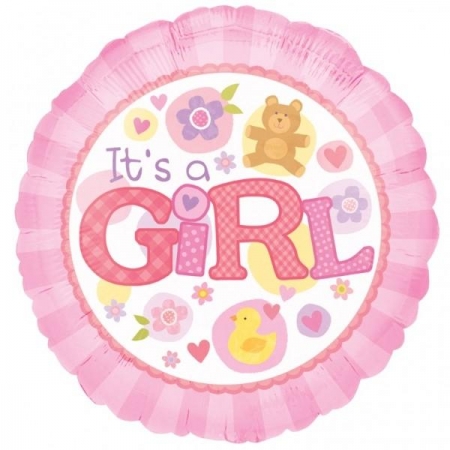 Μπαλονι Foil 45Cm Για Γεννηση «It'S A Girl» Με Αρκουδακι Και Λουλουδια – ΚΩΔ.:515821-Bb