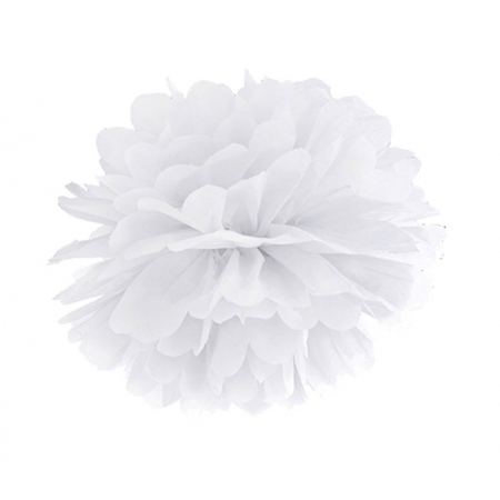 Λευκο Διακοσμητικο Πομ-Πομ Σε Σχημα Λουλουδιου 25Cm - ΚΩΔ:Pp25-008-Bb