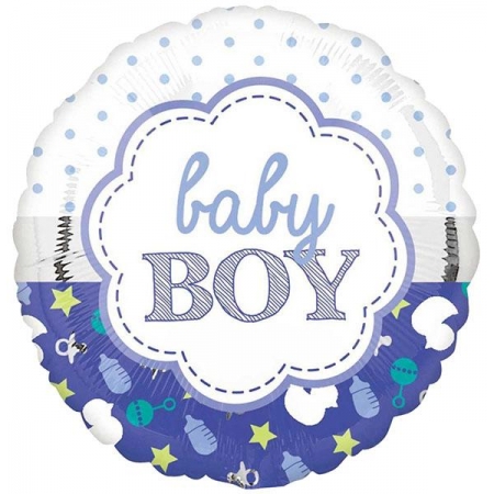 Μπαλονι Foil 45Cm Για Γεννηση «Baby Boy» Scallop – ΚΩΔ.:207141-Bb