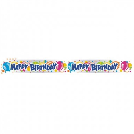 Πλαστικο Banner 'Happy Birthday' Με Μπαλονια - ΚΩΔ:126511-Bb
