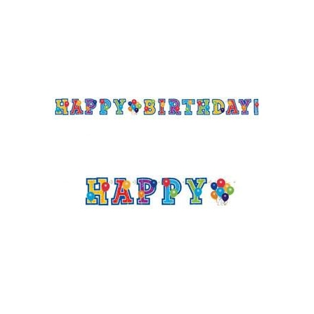 Χαρτινο Banner 'Happy Birthday' Με Μπαλονια Και Αστερια - ΚΩΔ:129780-Bb