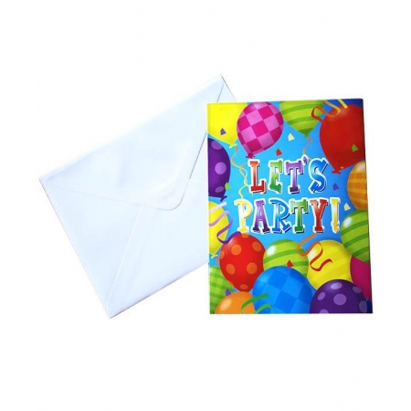 Προσκλησεις ''Let'S Party'' Με Μπαλονια - ΚΩΔ:3450110-Bb