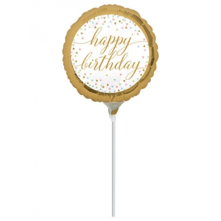 Μπαλονι Foil Mini Shape 9''(23Cm) «Happy Birthday» Με Χρυσο Κονφετι – ΚΩΔ.:537185-Bb