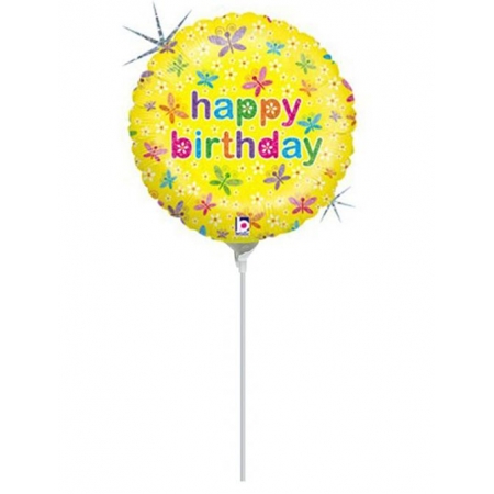 Μπαλονι Foil Mini Shape 9''(23Cm) «Happy Birthday» Με Πεταλουδες – ΚΩΔ.:82433-Bb