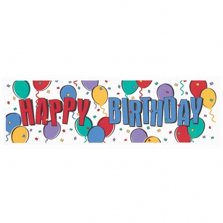 Τεραστιο Banner 'Happy Birthday' Με Μπαλονια - ΚΩΔ:991324-Bb