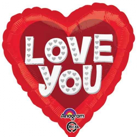 Μπαλονι Foil 45Cm Κοκκινη Καρδια «Love You» Με Ασημι Καρδουλες - ΚΩΔ.:531815-Bb