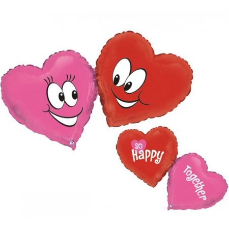 Μπαλονι Foil 104Cm Super Shape Ροζ Και Κοκκινες Καρδιες «So Happy Toghether» - ΚΩΔ.:85468-Bb