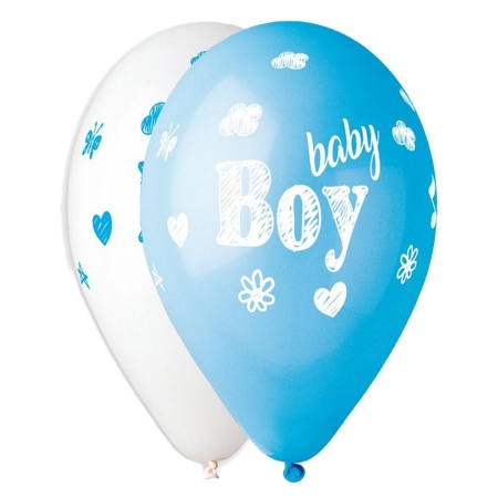 Τυπωμενα Μπαλονια Latex Baby Boy Γαλαζιο-Ασπρο 13" (33Cm) – ΚΩΔ.:13613302-Bb