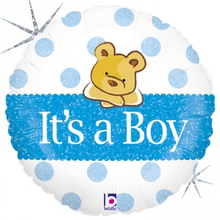 Μπαλονι Foil 45Cm Για Γεννηση Baby Boy Αρκουδακι Με Γκλιτερ – ΚΩΔ.:86826-Bb