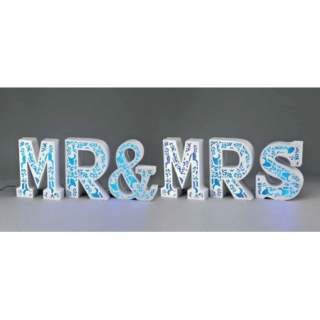Ξυλινο Διακοσμητικο Mr&Mrs Με Φως - ΚΩΔ:305-9341-Mpu