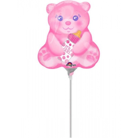 Μπαλονι Foil 9"(23Cm) Mini Shape Ροζ Αρκουδακι Με Μπιμπερο – ΚΩΔ.:533657-Bb
