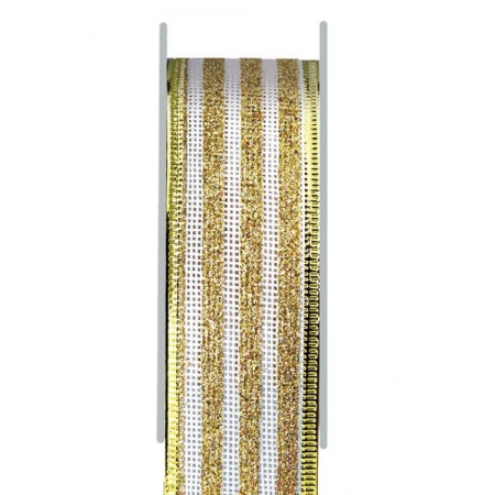 Κορδελα Διχτυ Λευκη Με Χρυσο 3.8Cmx10M - ΚΩΔ:M9861-Ad