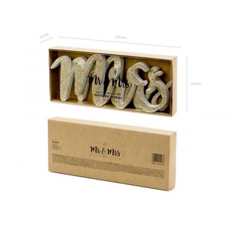 Ξυλινο Διακοσμητικο Τραπεζιου Χρυσο Mr & Mrs - ΚΩΔ:Dn6-008-019B-Bb