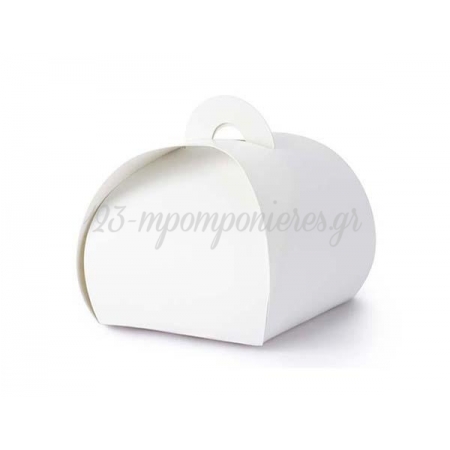 Μπομπονιερα Βαπτισης Λευκο Καμπυλωτο Χαρτινο Κουτακι Με Τυπωμενη Κορδελα - Τυρκουαζ Πουα - ΚΩΔ:Mpo-Pudp23-008-5-Bb