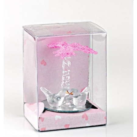 Κρυσταλλινα Πουλακια Με Καθρεφτη Και Ροζ Διαφανο Κουτι - ΚΩΔ:202-9021-Mpu