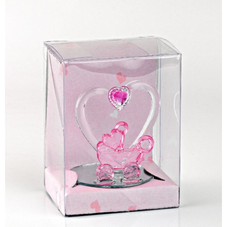 Κρυσταλλινο Καροτσακι Με Καθρεφτη Και Ροζ Διαφανο Κουτι - ΚΩΔ:202-9022-Mpu