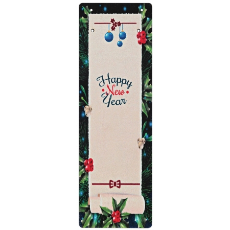 Ξυλινη Εκτυπωμενη Πλατη Για Γουρια "Happy New Year" 9Χ28Cm - ΚΩΔ:M4542-Ad
