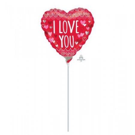 Μπαλονι Foil 9"(23Cm) Mini Shape Κοκκινη Καρδια 'I Love You' Καρδουλες - ΚΩΔ:534376-Bb